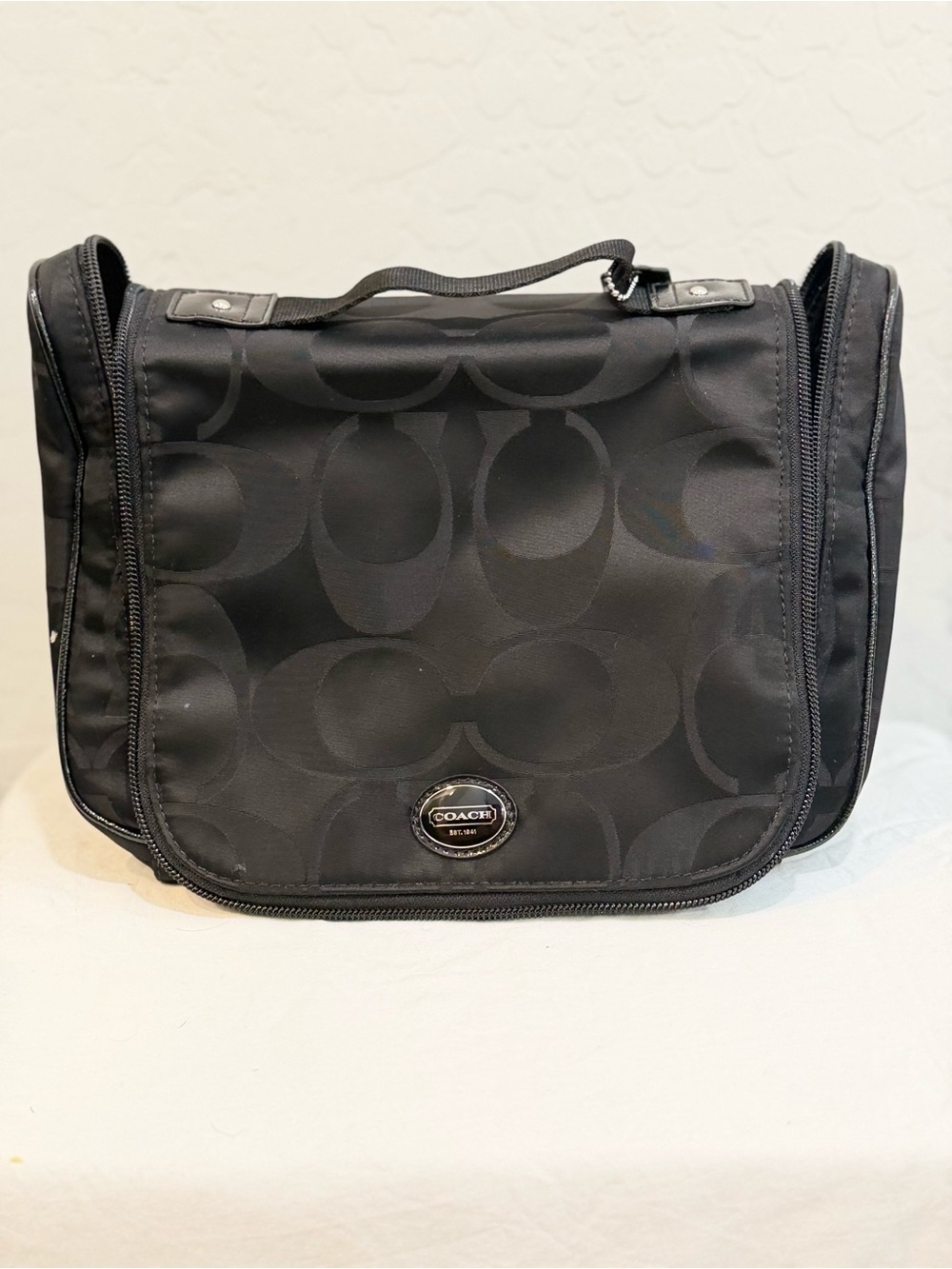Coach Black Signature Hanging Cosmetic Case